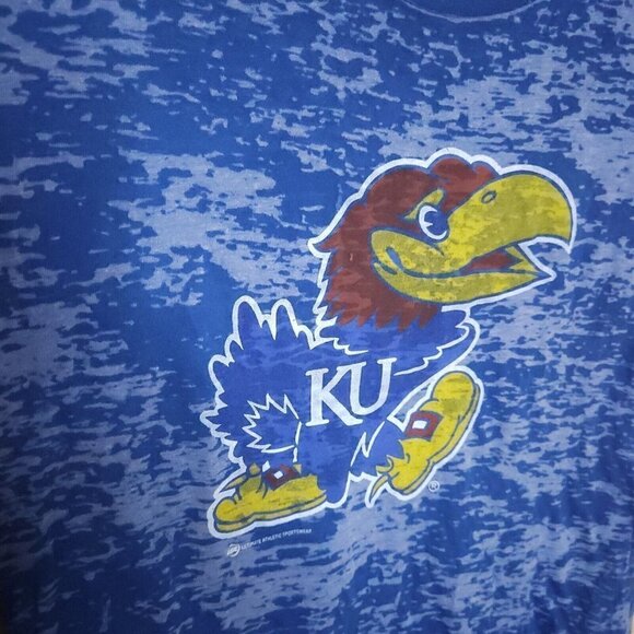 University Of Kansas Jayhawks Blue Logo Burnout Top Medium - Picture 3 of 5